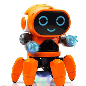 ربات کنترلی شش پا موزیکال و رقصنده نارنجی Dancing ROBOT on remote control RC music light orange -اسباب بازی